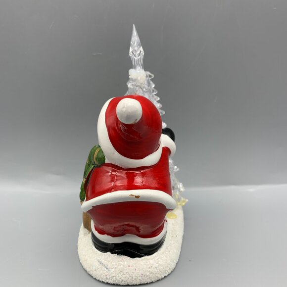 Cute Ceramic Snowman Dressed like Santa with Clear Light-Up Tree - Picture 5 of 10